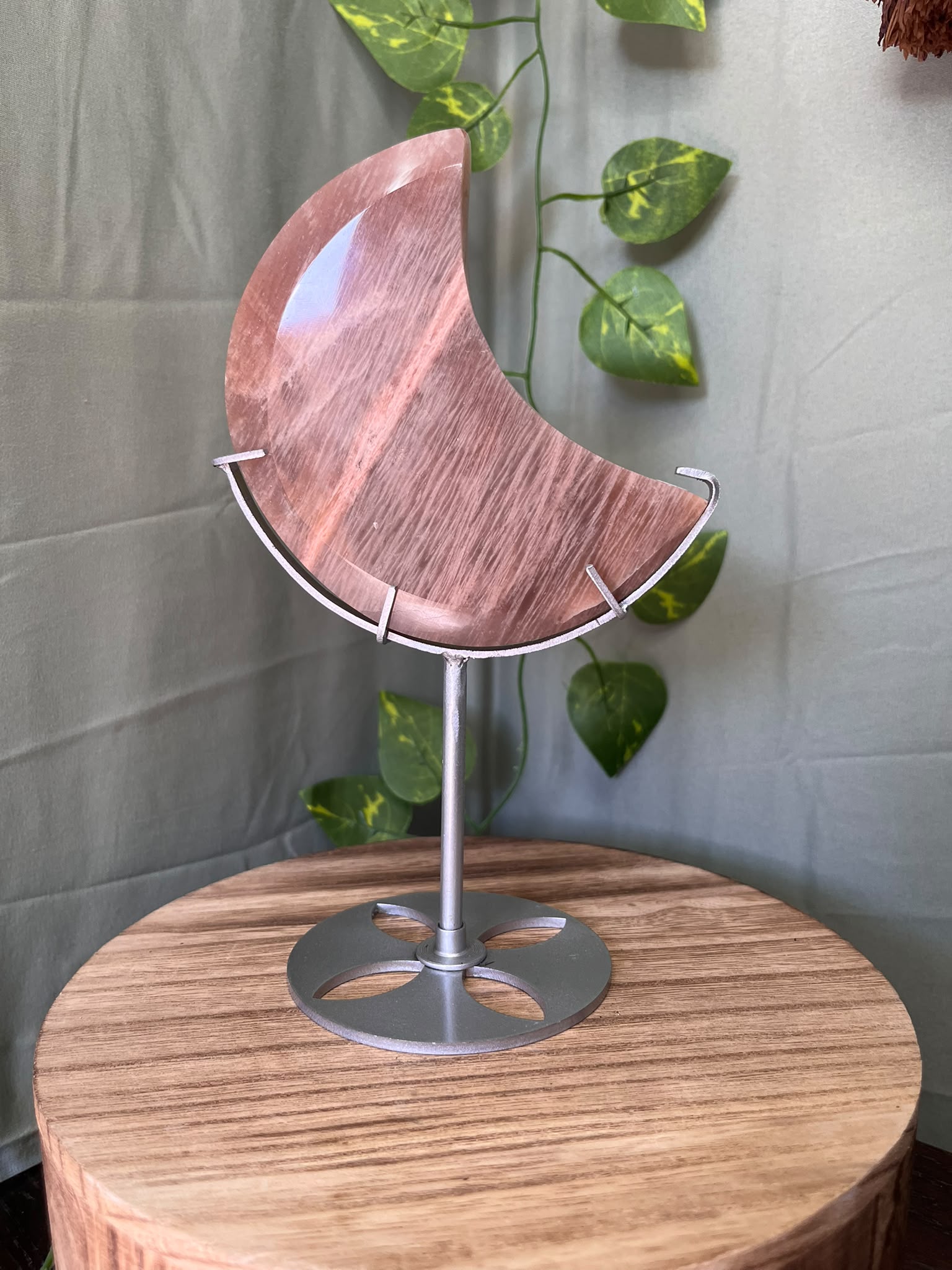 Sunstone Crescent Moon on Stand