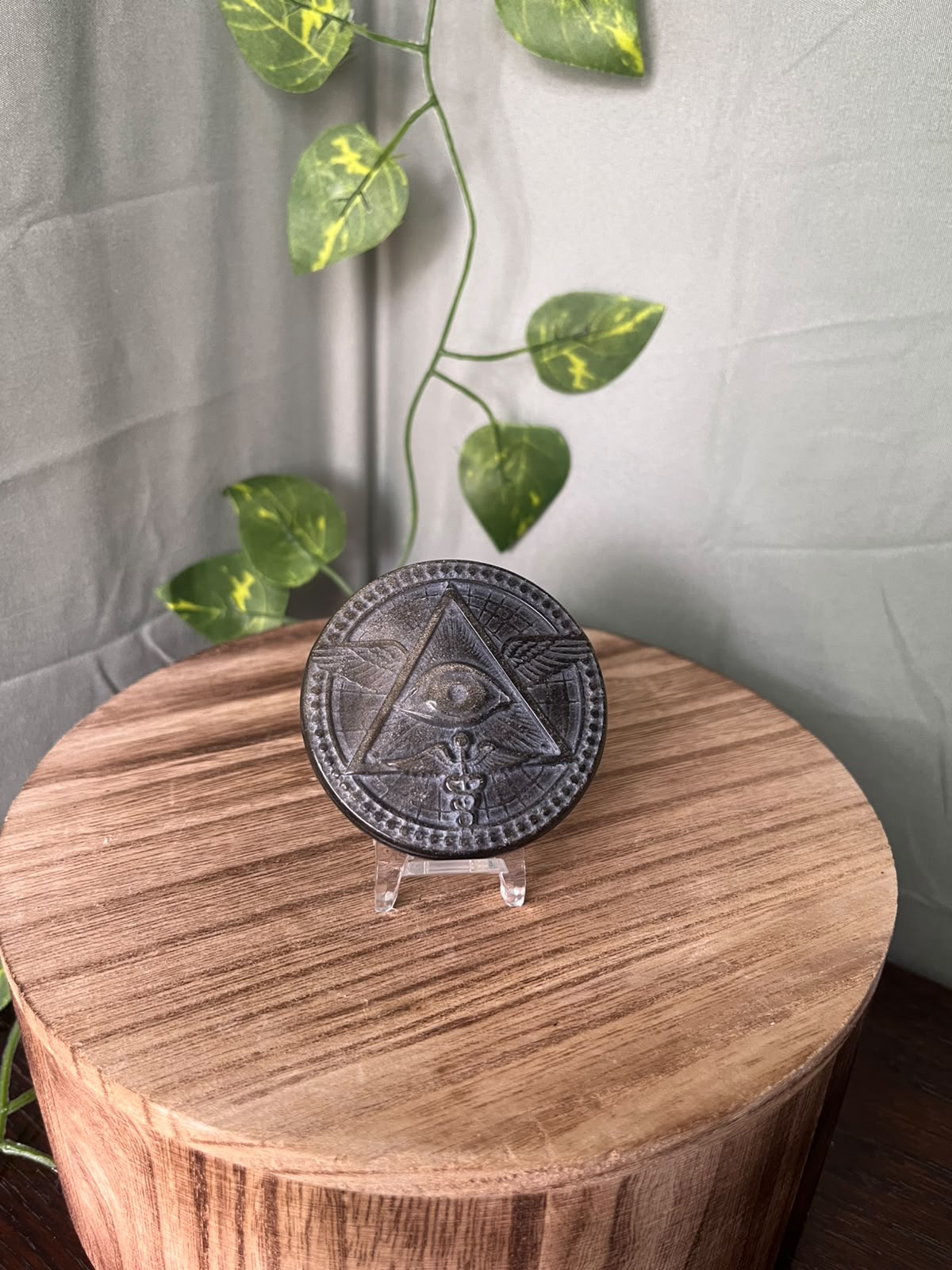 Gold Sheen Obsidian Eye of Providence Carving