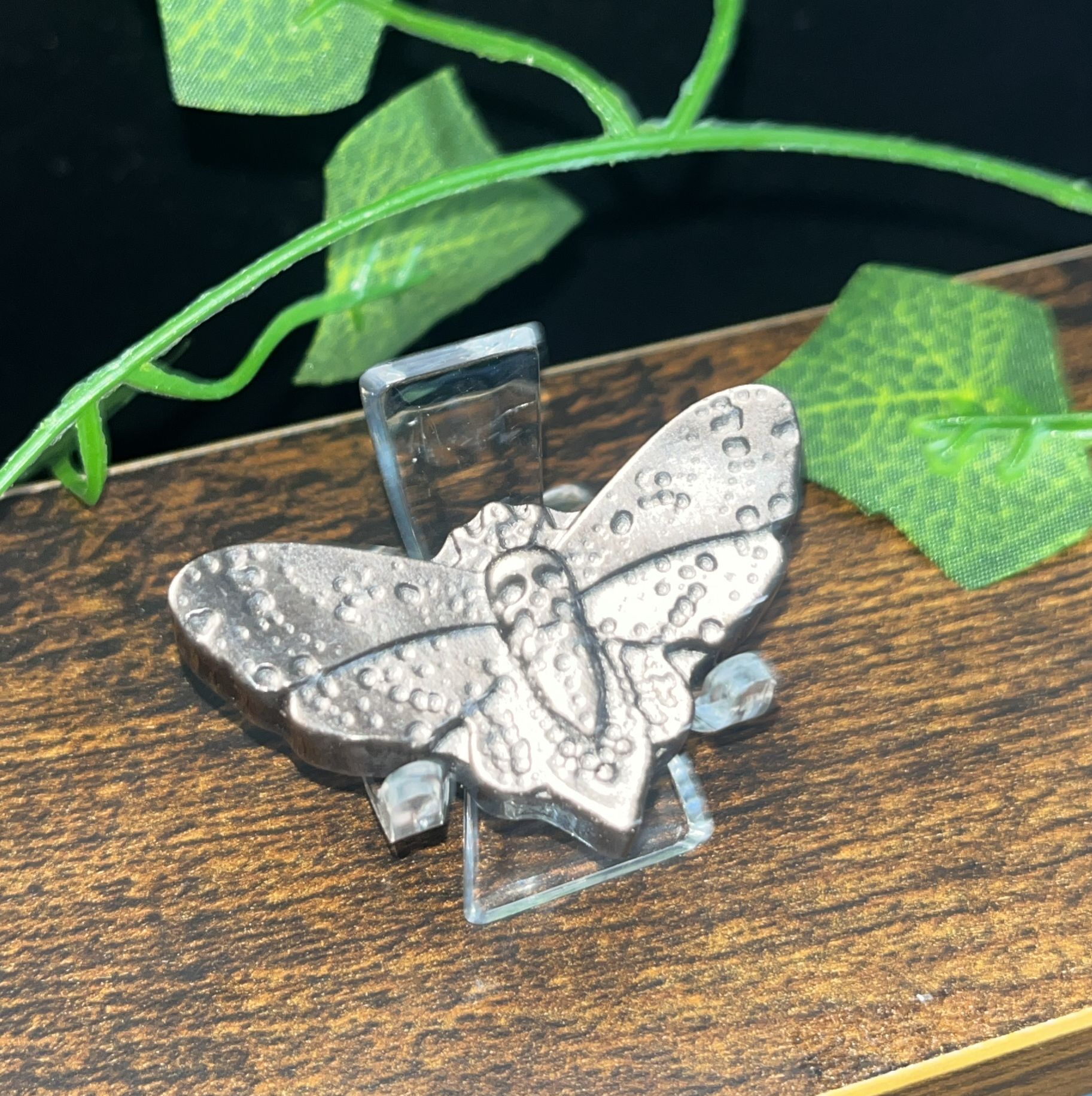 Silver Sheen Obsidian Death Moth Carvings