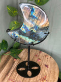 Labradorite Crescent Moon on Stand