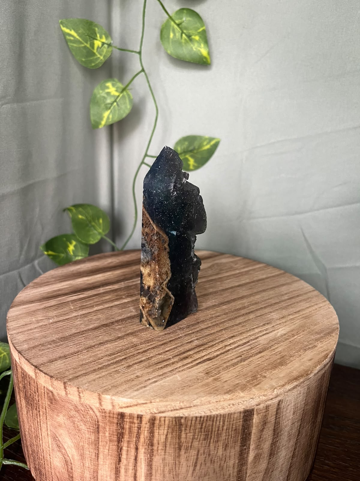 UV Reactive Sunlight Fluorite with Pyrite Tower #2