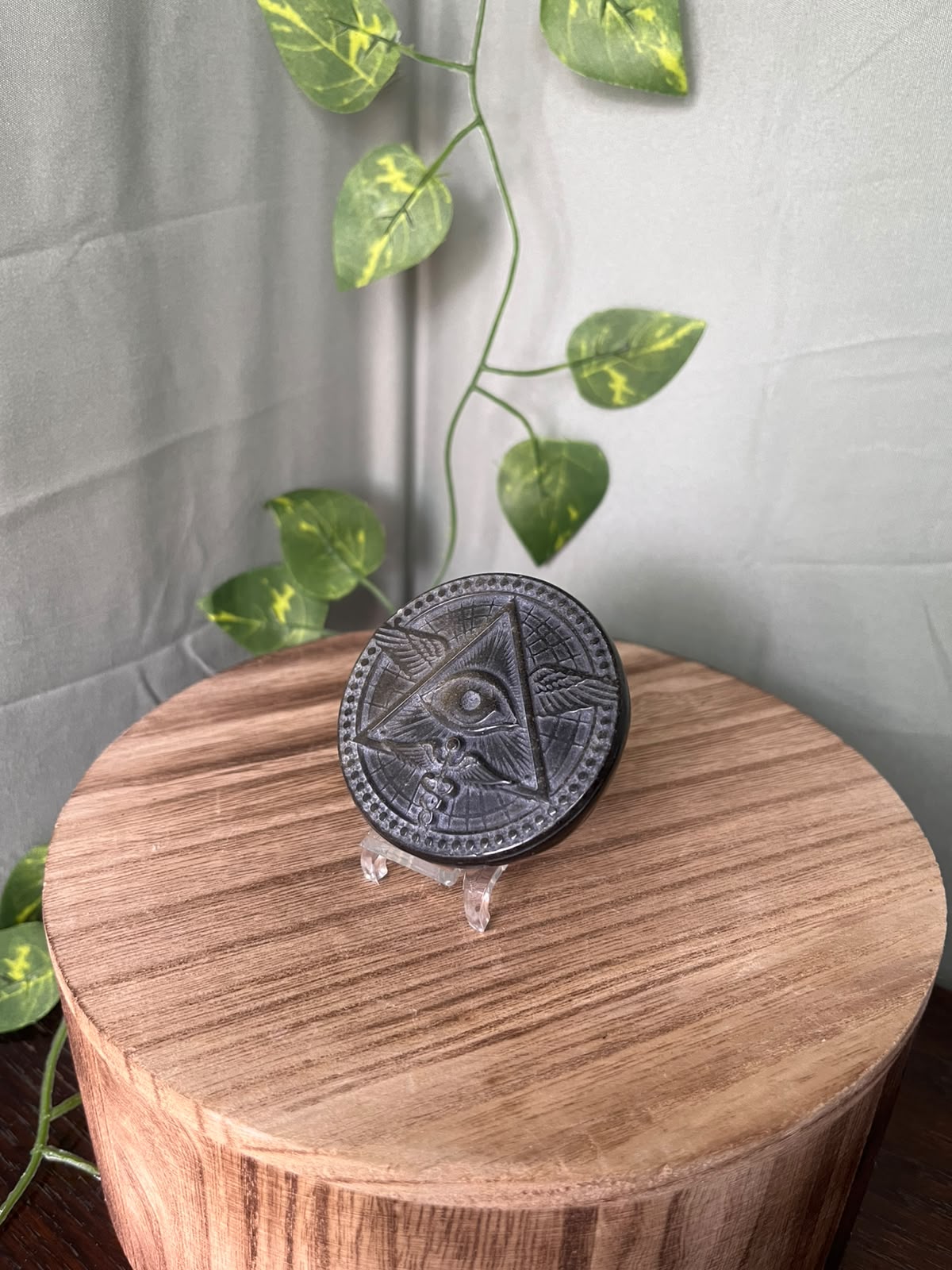 Gold Sheen Obsidian Eye of Providence Carving