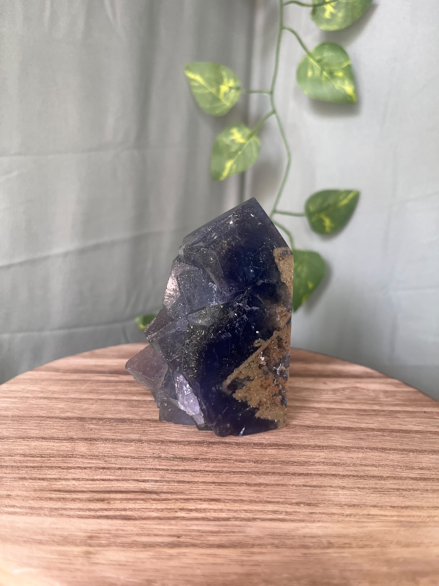 UV Reactive Sunlight Fluorite with Pyrite Tower