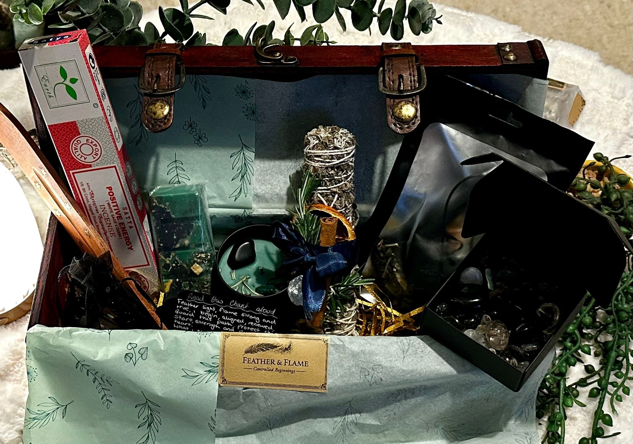 Feather & Flame Ritual Chest - Protection & New Beginnings Kit