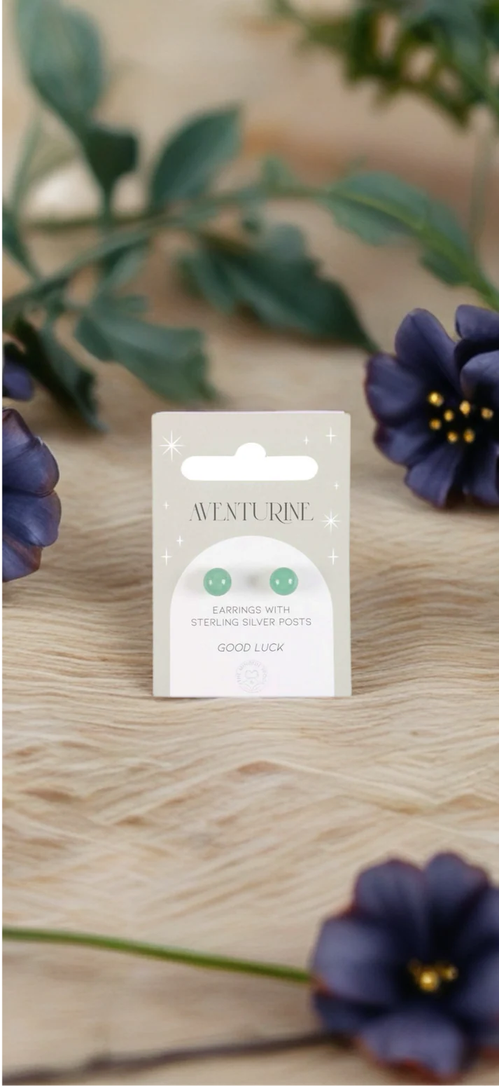 Green Aventurine Crystal Stud Earrings