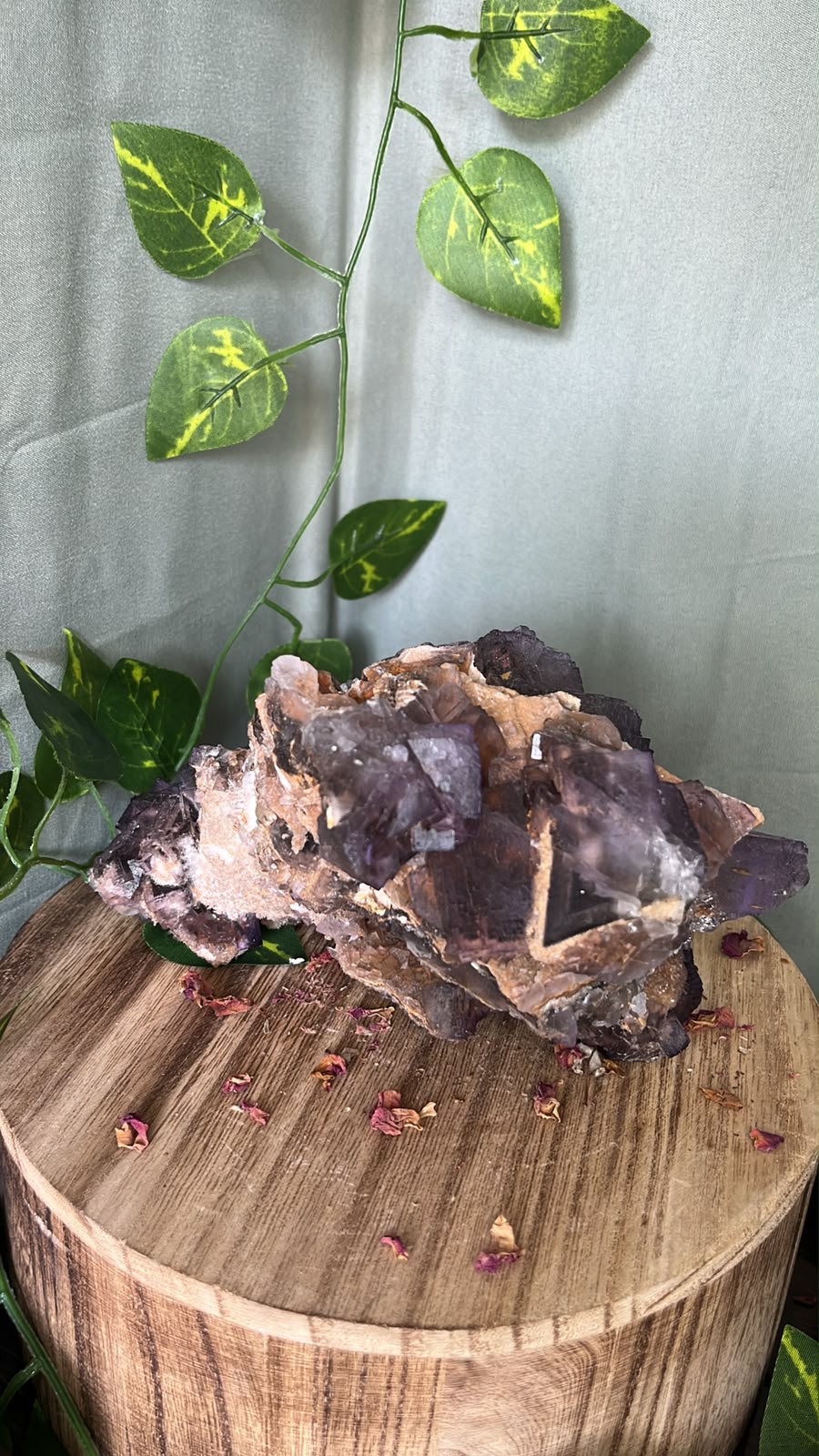Pakistani Purple Fluorite on Druzy Quartz Matrix