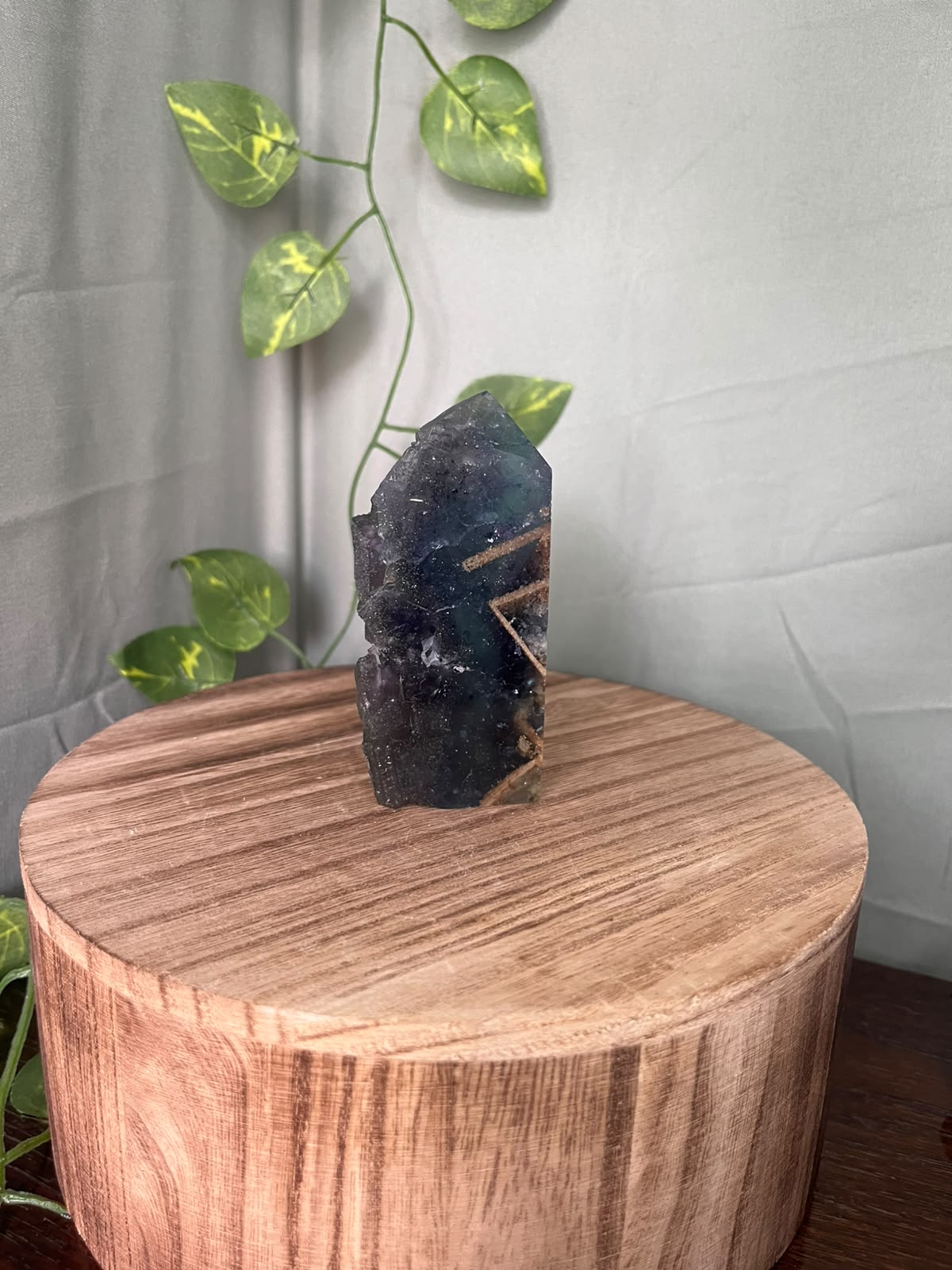 UV Reactive Sunlight Fluorite with Pyrite Tower #2