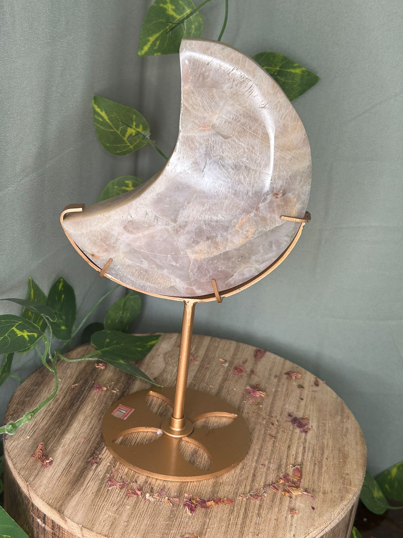 Moonstone Crescent Moon Carving