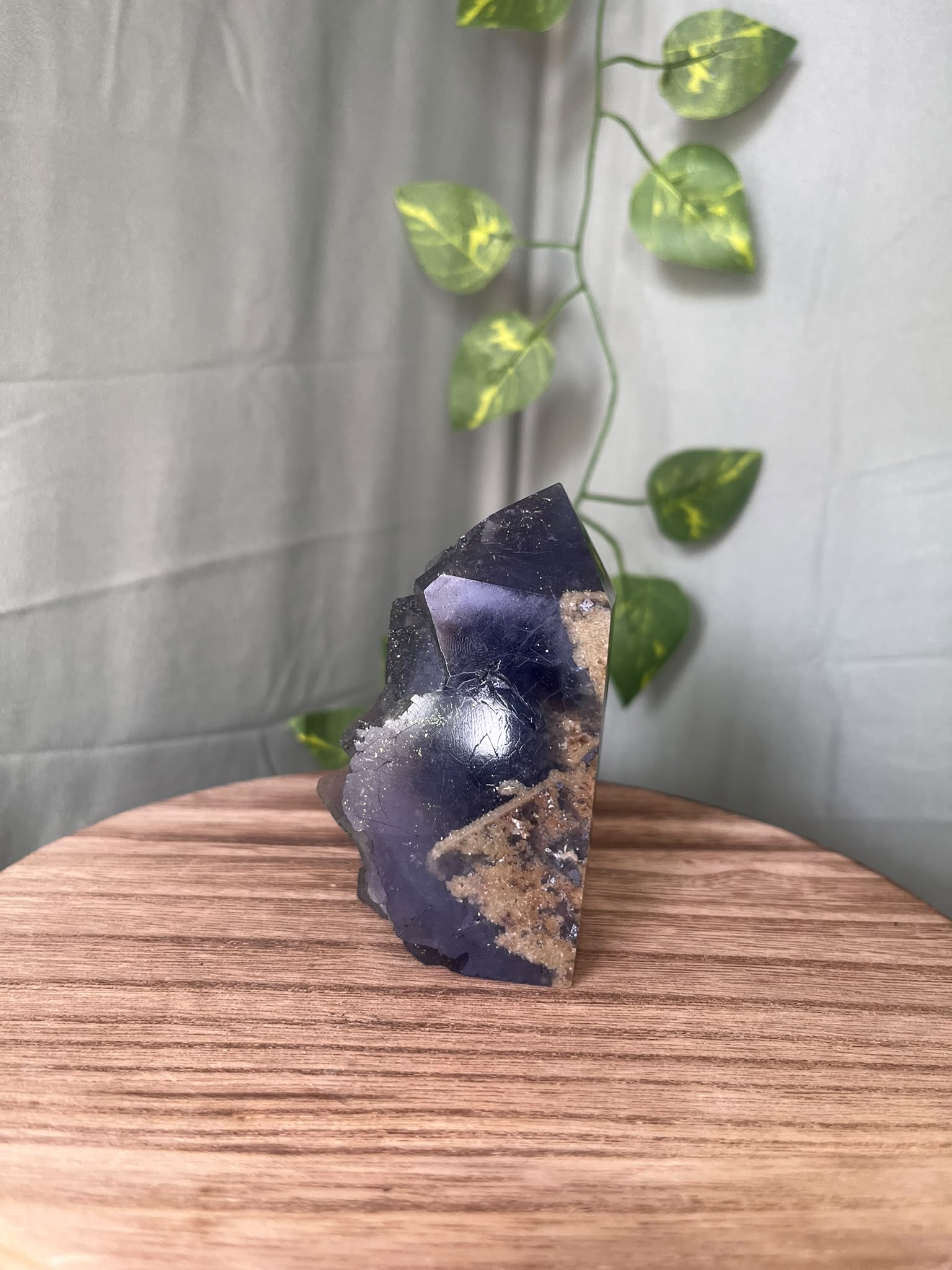 UV Reactive Sunlight Fluorite with Pyrite Tower
