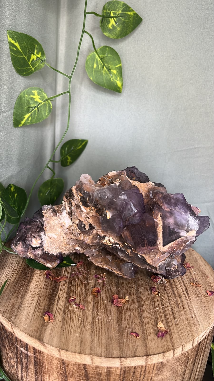 Pakistani Purple Fluorite on Druzy Quartz Matrix
