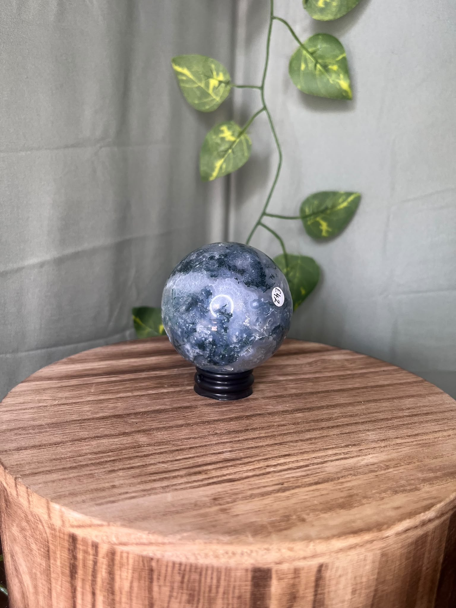Moss Agate Sphere with Druzy