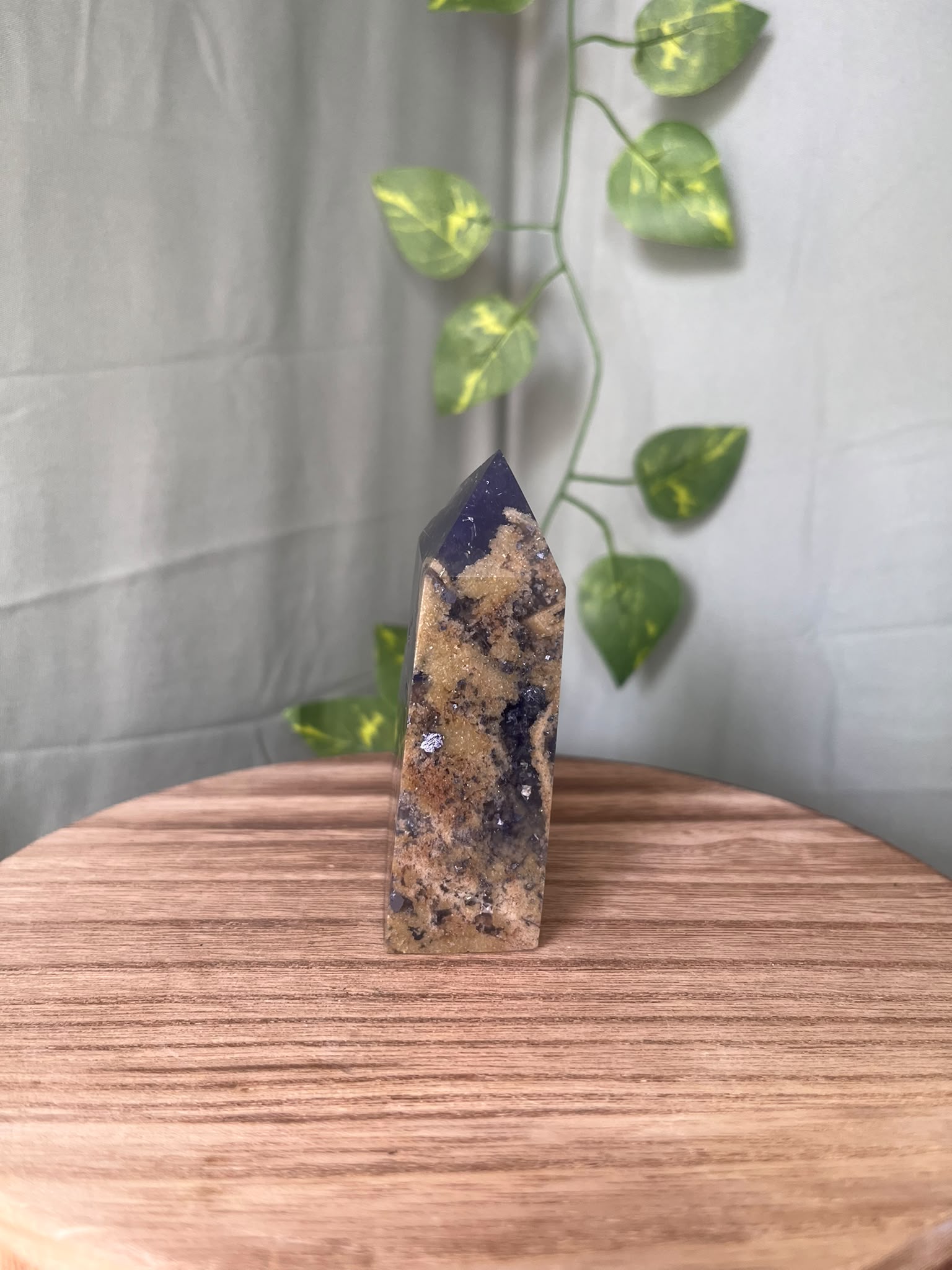 UV Reactive Sunlight Fluorite with Pyrite Tower
