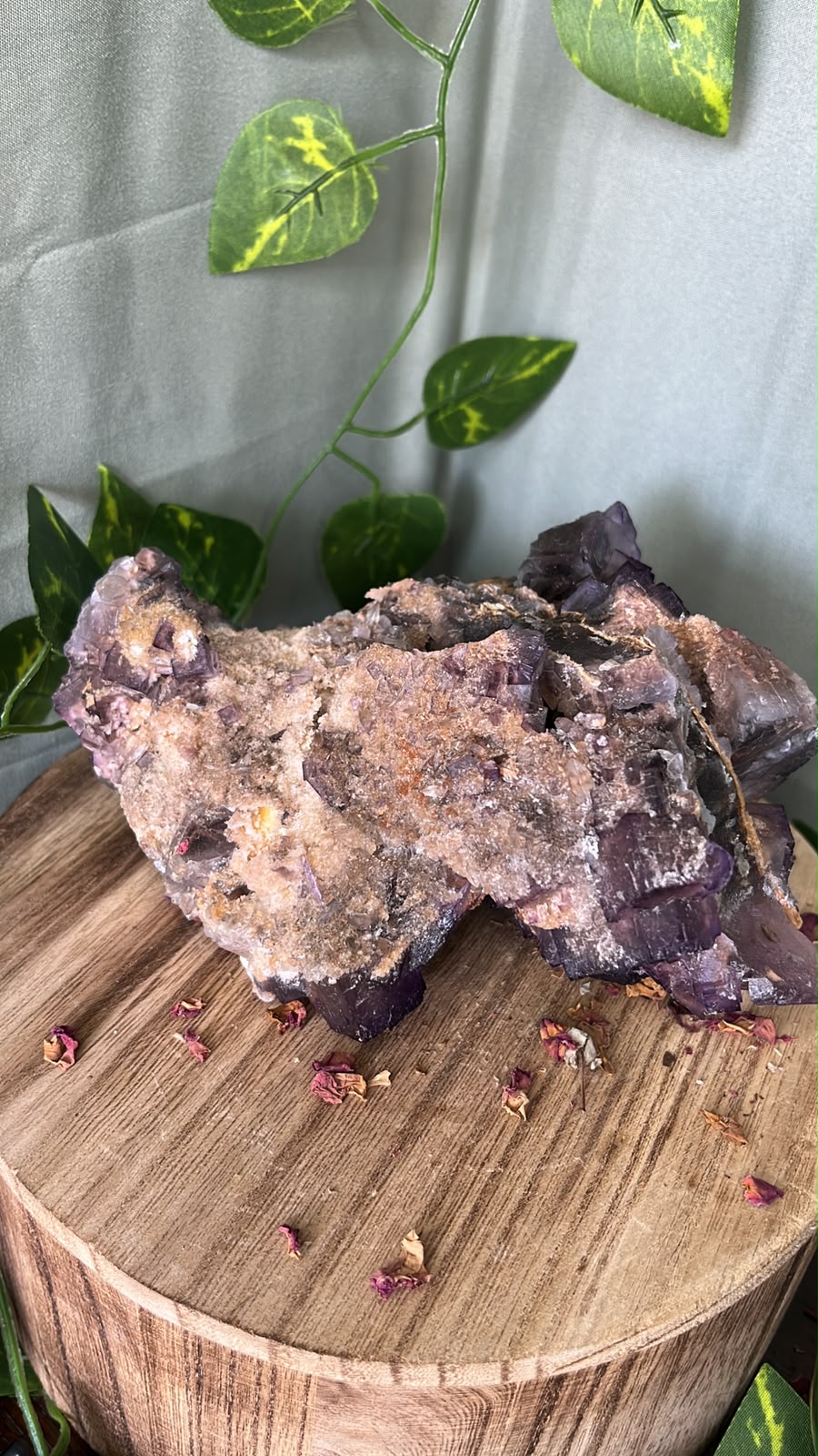 Pakistani Purple Fluorite on Druzy Quartz Matrix