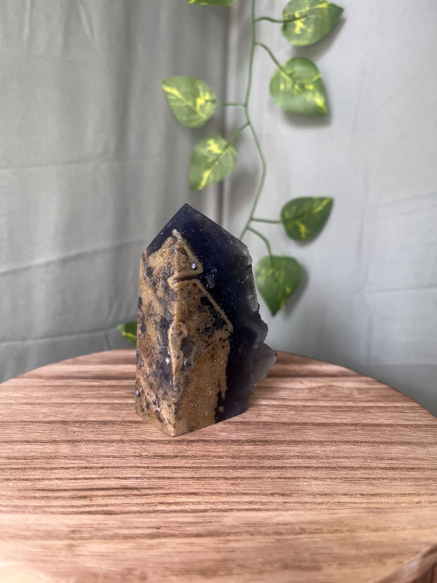 UV Reactive Sunlight Fluorite with Pyrite Tower