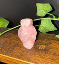 Rose Quartz Skull Carving with Snake