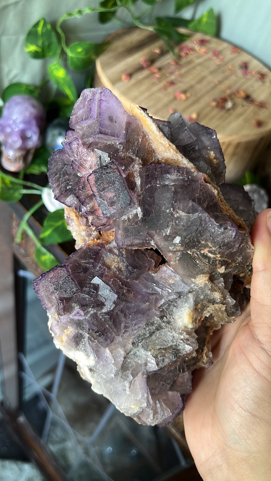 Pakistani Purple Fluorite on Druzy Quartz Matrix