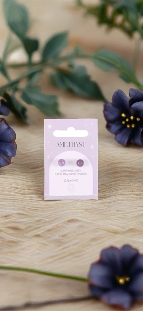 Amethyst Crystal Stud Earrings