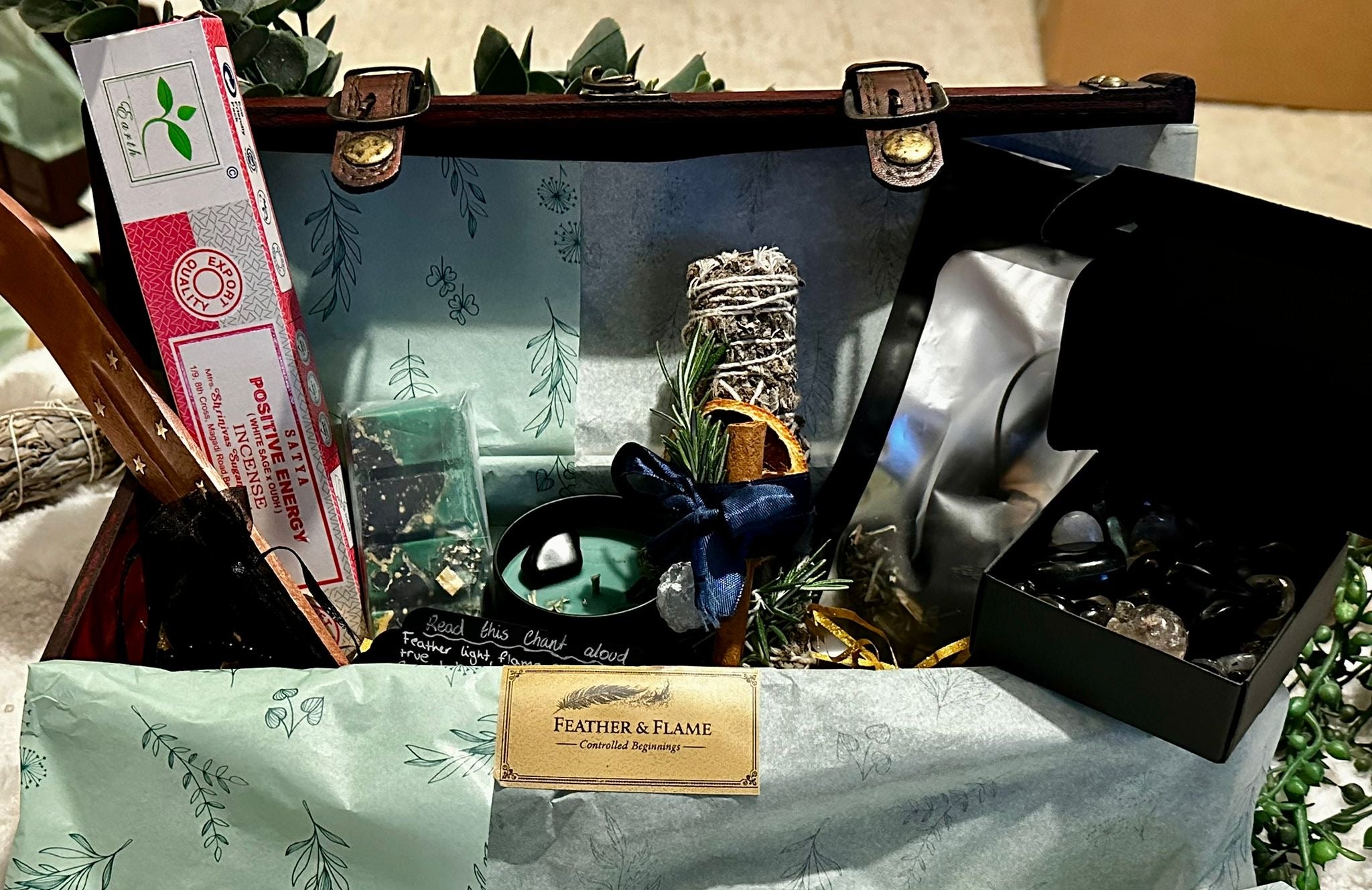 Feather & Flame Ritual Chest - Protection & New Beginnings Kit