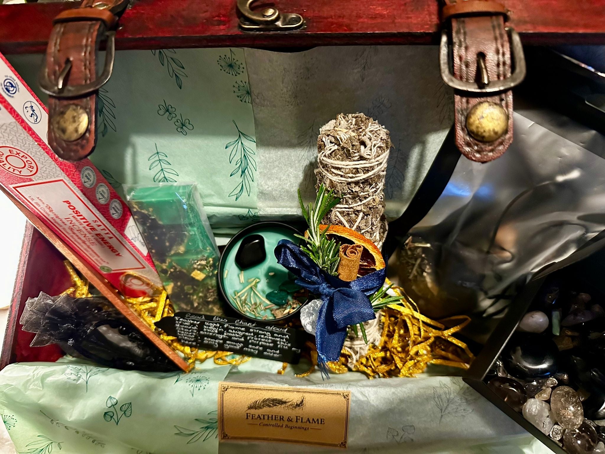Feather & Flame Ritual Chest - Protection & New Beginnings Kit
