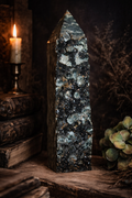 XL Black Druzy Ocean Jasper Tower